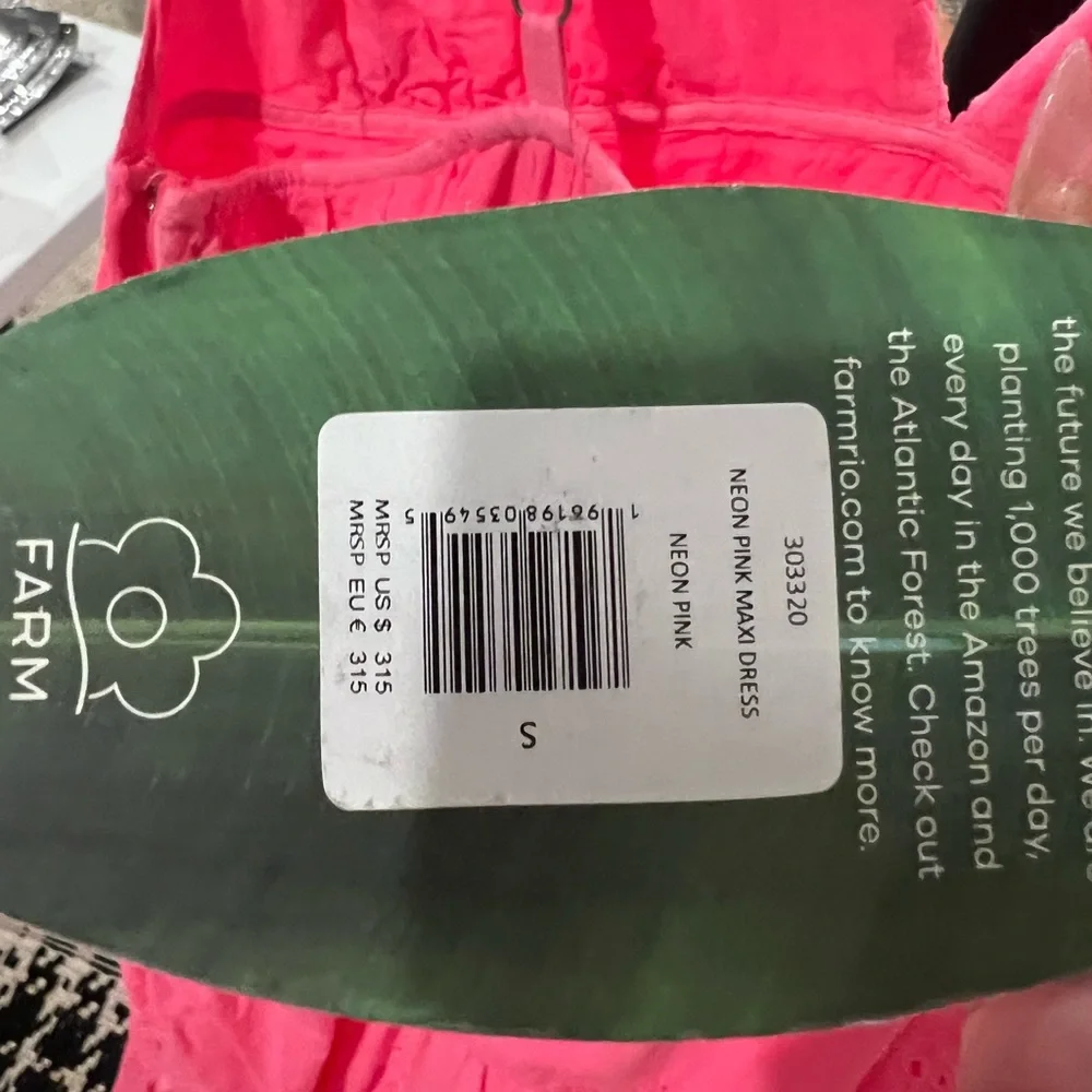 Farm Rio Neon Pink Maxi Dress, SMALL NWT - Picture 10 of 10